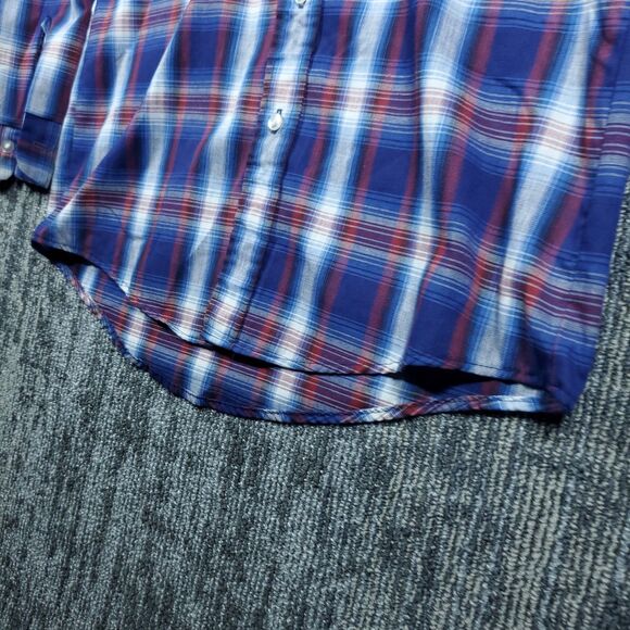 Vintage Sears Fieldmaster Shirt Mens Medium Blue Plaid Flannel Perma Prest 80s - Picture 6 of 14